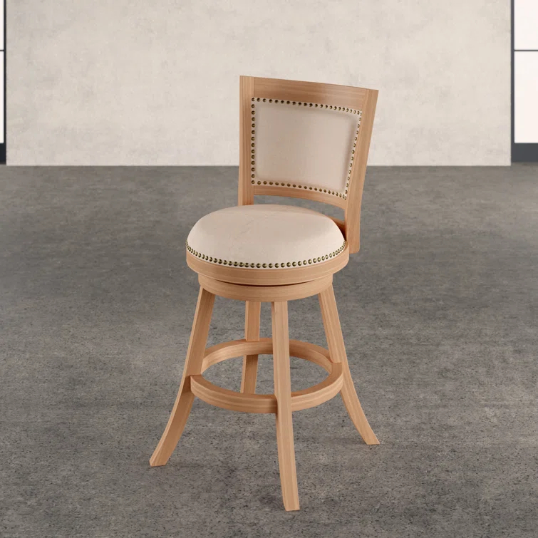 Dovecove Falken Swivel Upholstered Counter Stool with Solid Wood Frame