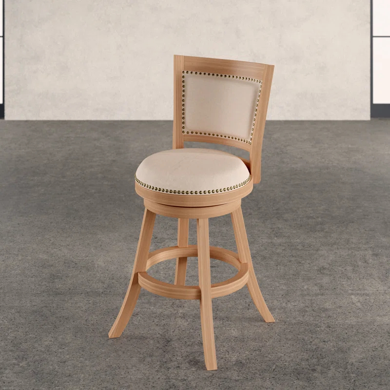 Dovecove Falken Swivel Upholstered Counter Stool with Solid Wood Frame