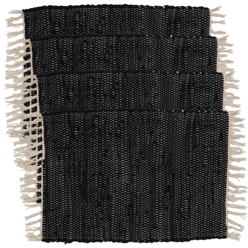 Saro Noir Chindi Collection Cotton Rectangle Placemat (Set of 4)