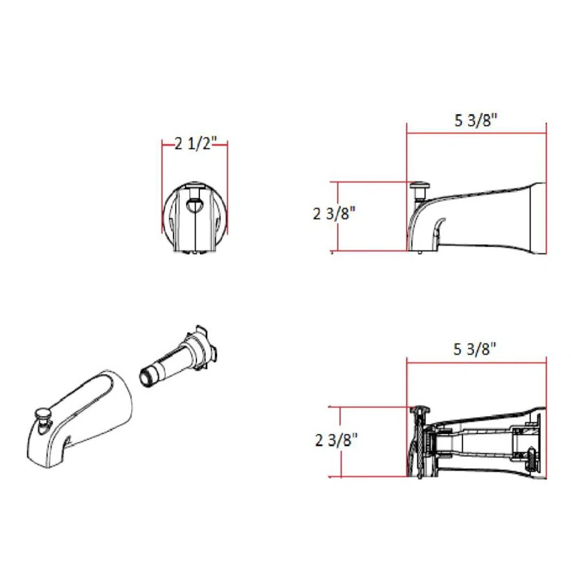 Wall Mounted Tub Spout with Diverter