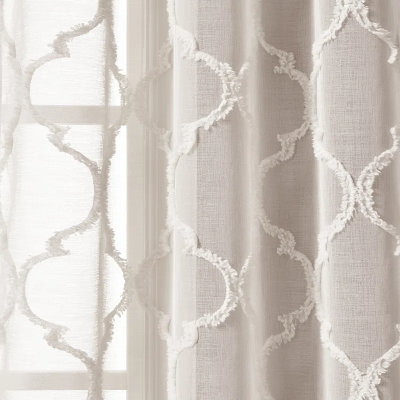Lush Decor Avon Trellis Sheer Polyester Sheer Curtain Pair (Set of 2)