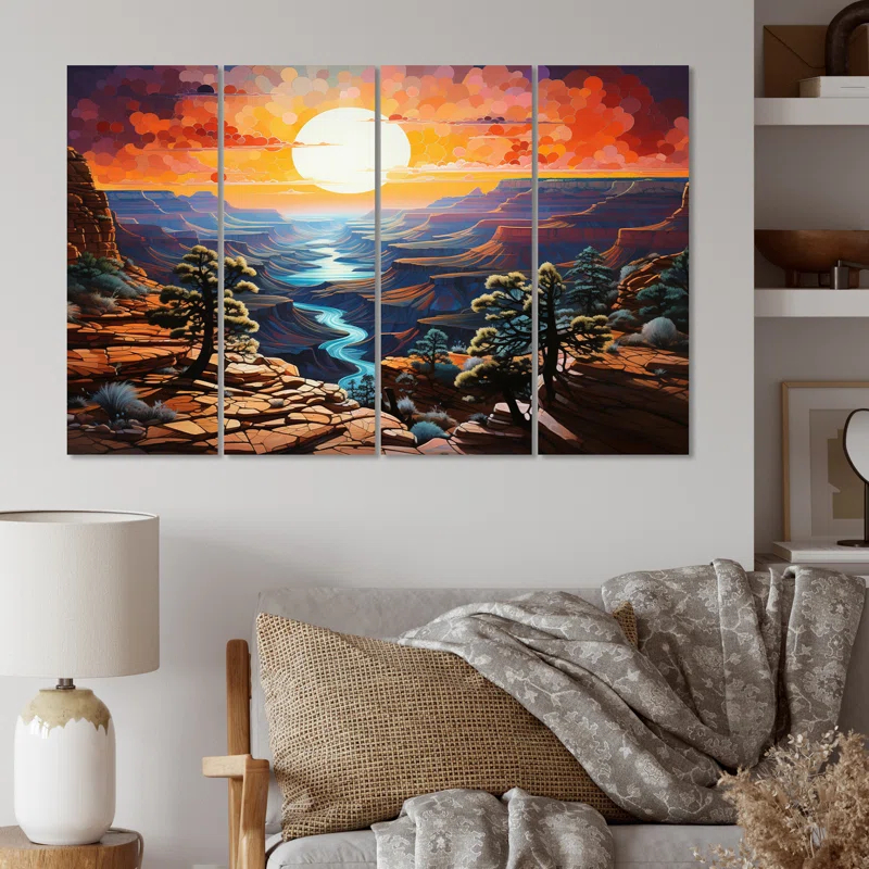 Design Art Canyon Luminosity Pointillism I - Landscapes Metal Wall Art Living Room Set