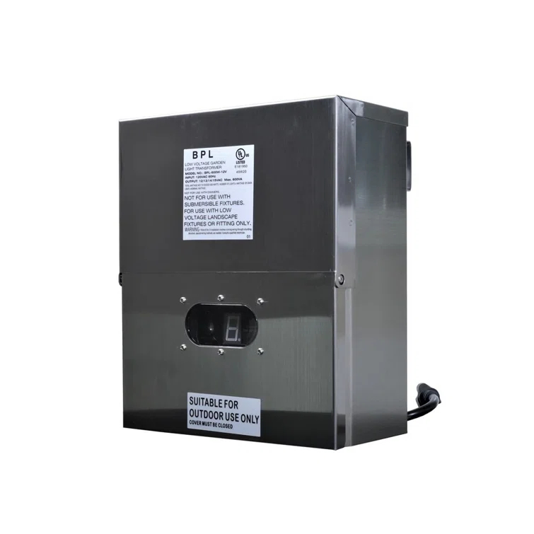 Best Pro Lighting 600W Multi Tap 12V - 15V Stainless Steel Low Voltage Landscape Light Transformer BPL600W-12VSS