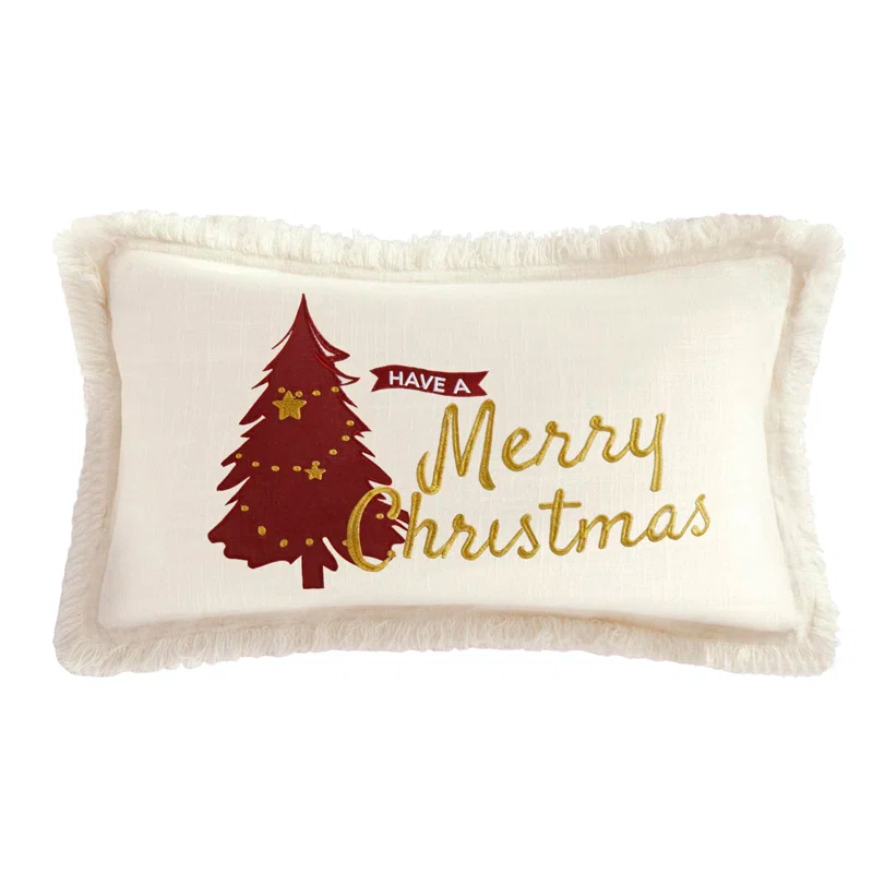 Christmas Pillow Covers 12X20 Set Of 2 - Xmas Decorative Farmhouse Linen Throw Pillow Cases Holiday Sofa Couch Cushion Covers Merry Christmas