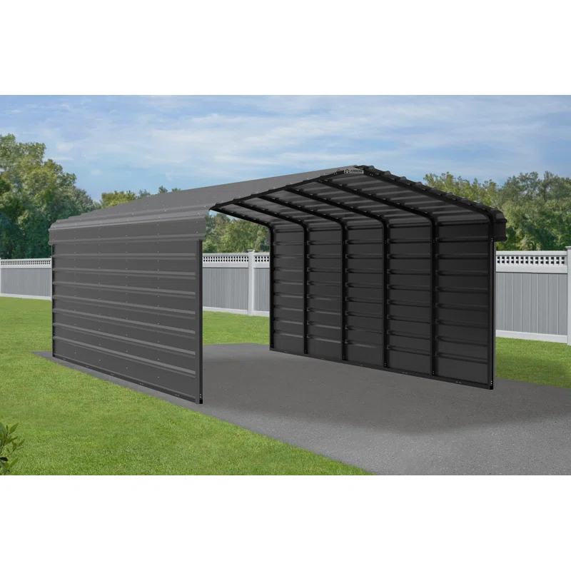 Arrow 24 x 12 ft Eggshell Carport with 2-sided Enclosure