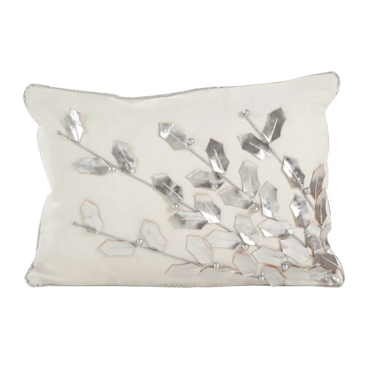 Saro Poinsettia Pillow Collection Floral Cotton Throw Pillow