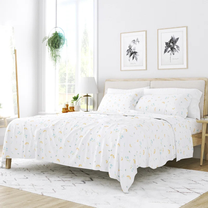 Bluebirds Pattern Microfiber Sheet Set