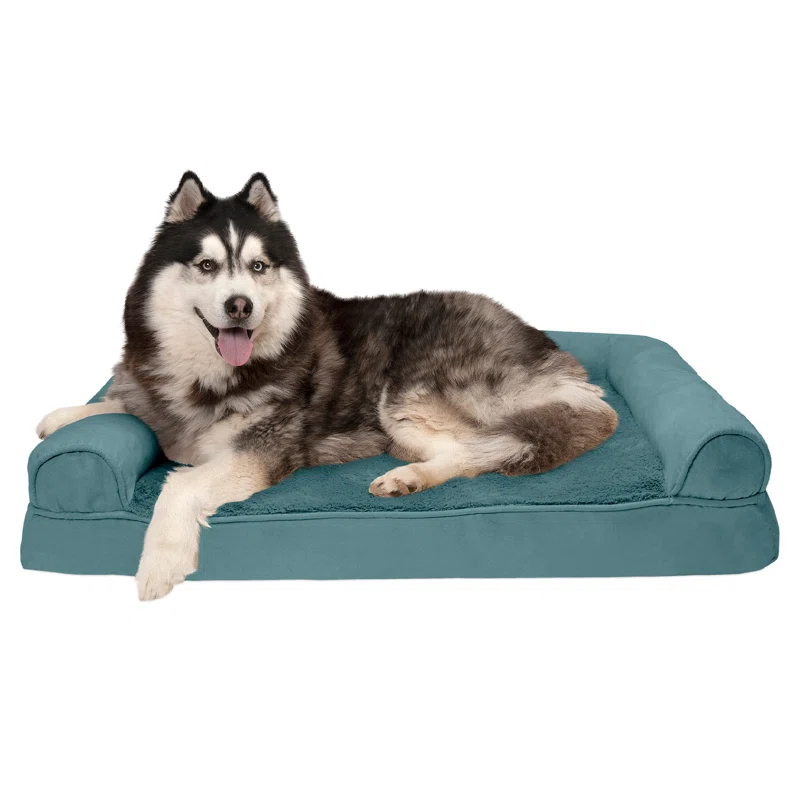 FurHaven Plush & Suede Memory Foam Sofa Style Pet Bed