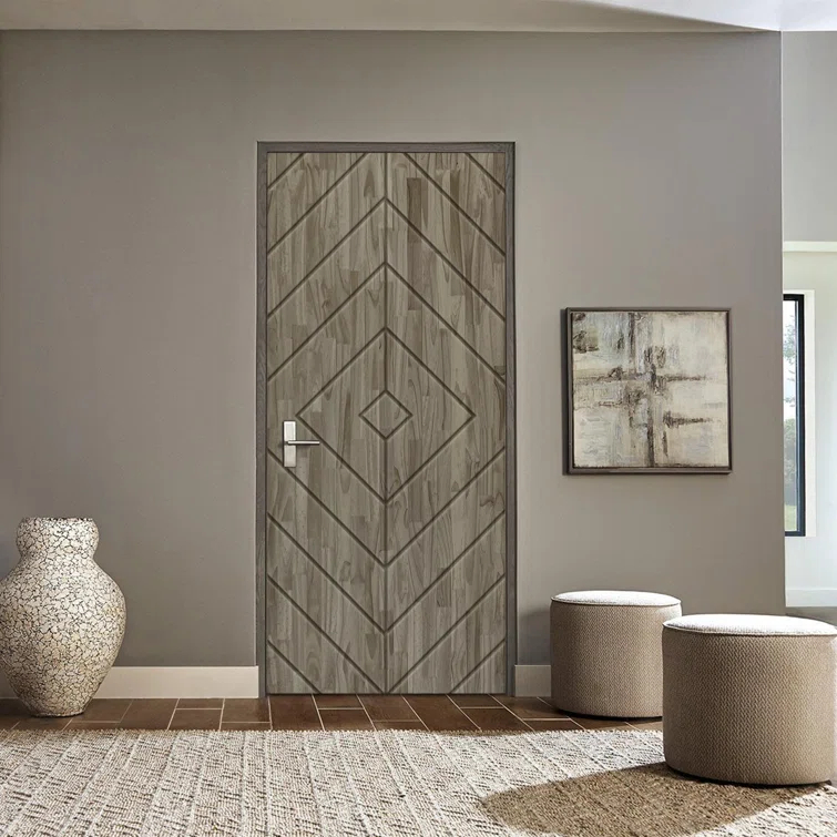 Calhome Stained Smooth Pine Wood Single Prehung Interior Door