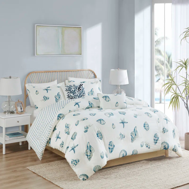 Beach House Coastal Cotton Reversible Duvet Cover Set