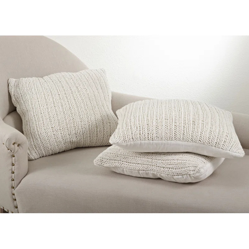 Saro Darcy Knitted Collection Striped Down Throw Pillow