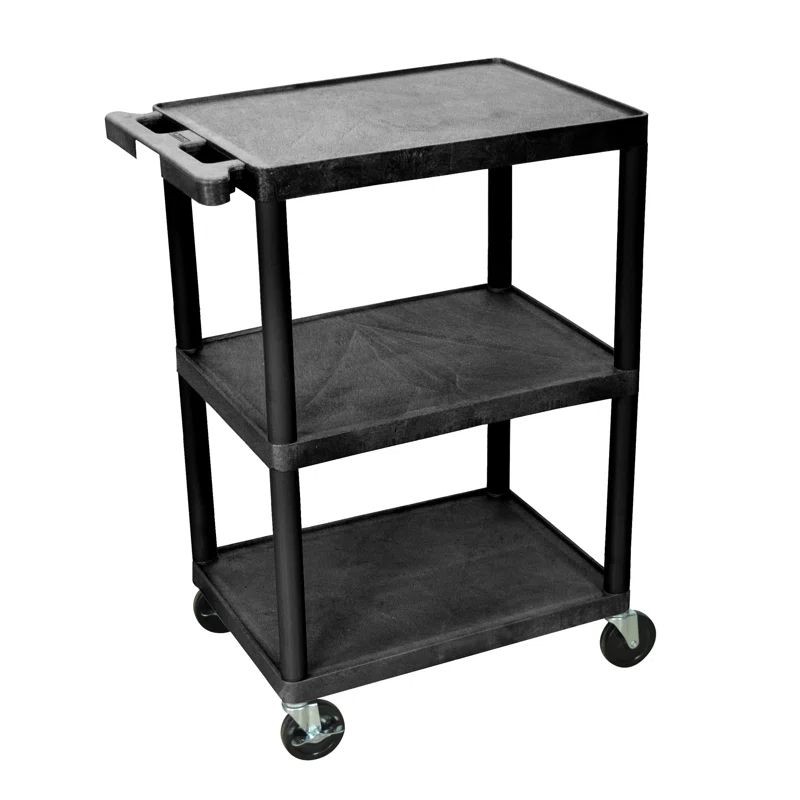 Luxor E Series Utility Cart with 3 Flat Shelves