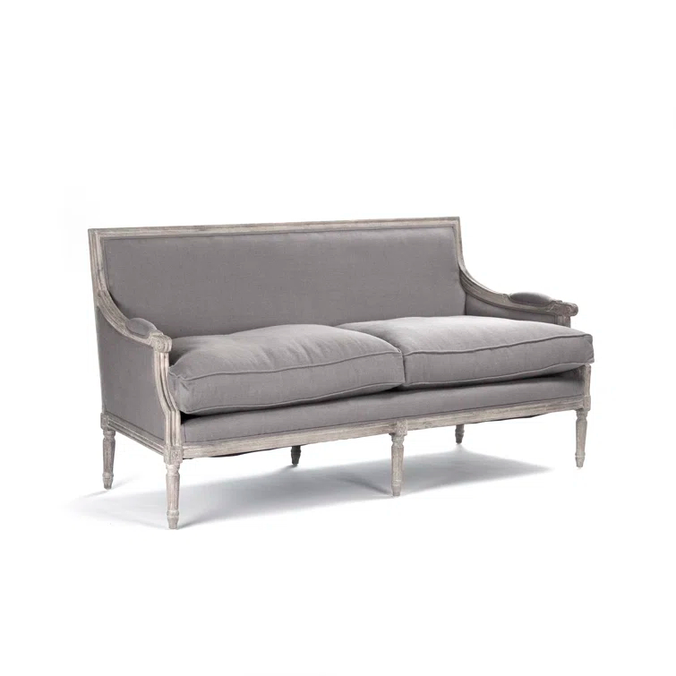 Zentique B007-3 E272 A048 Louis Grey Linen Sofa- 70 x 34.75 x 27 in.