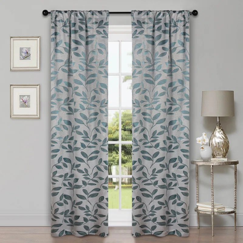 Superior Modern Bohemian Leaves Polyester Machine Washable Room Darkening Blackout Curtains by Superior (Set of 2)