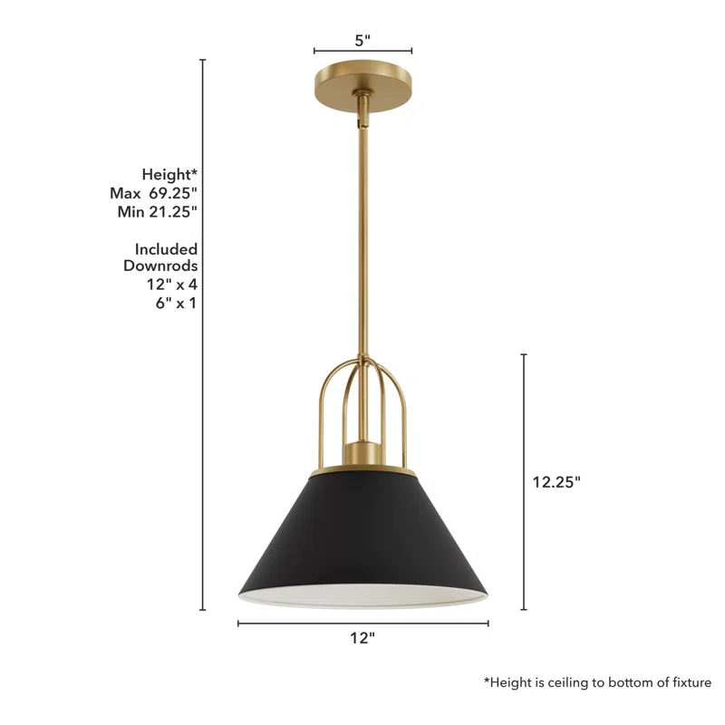 Jasmine Roth Collection + Hunter Jasmine Roth 1 - Light Flat Matte Black Cone Pendant