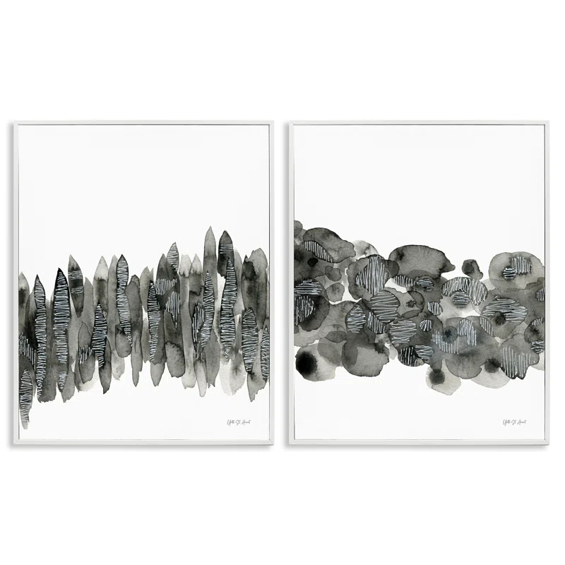 Stupell Industries Abstract Charcoal Kindling 2 PC Framed Giclee Art Set by Yvette St. Amant