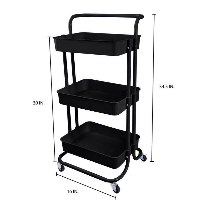 Organize It All 3 Tier Rolling Basket Cart