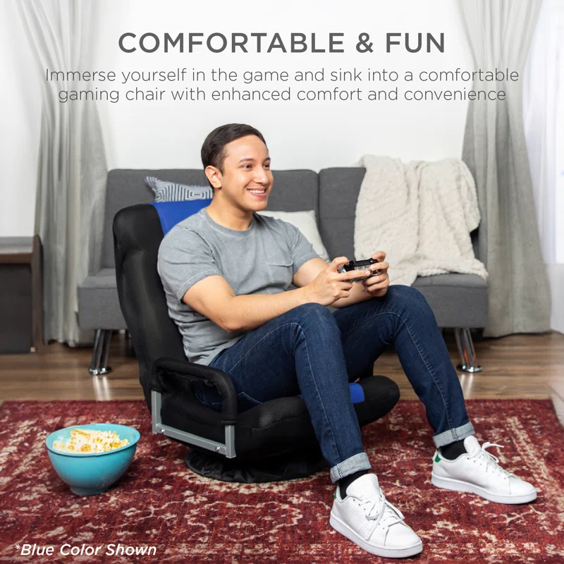 Trule Alba 360-Degree Swivel Gaming Floor Chair w/ Armrest Handles, Foldable Adjustable Back