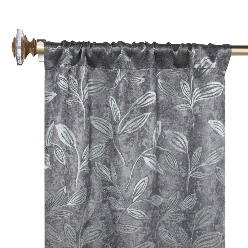 Superior Modern Bohemian Leaves Polyester Machine Washable Room Darkening Blackout Curtains by Superior (Set of 2)