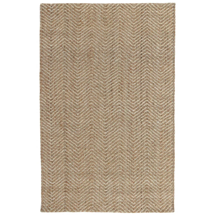Handmade Ivory Herringbone Wool 2'x3' Rectangular Rug
