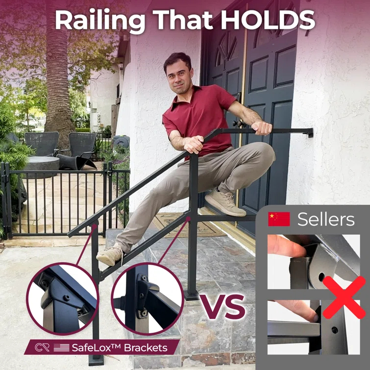CR Home Hand Rails for Outdoor Steps for Porch, Deck, & Balcony Railing & Reviews | Wayfair