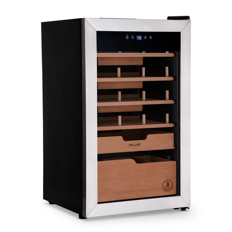 Newair Newair x Boveda 500 Count Electric Humidor, Spanish Cedar Shelves, Temperature Control,Cigar Humidor