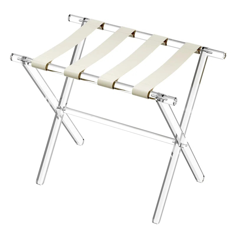 IFBECT Acrylic Luggage Rack with Beige Leather Straps