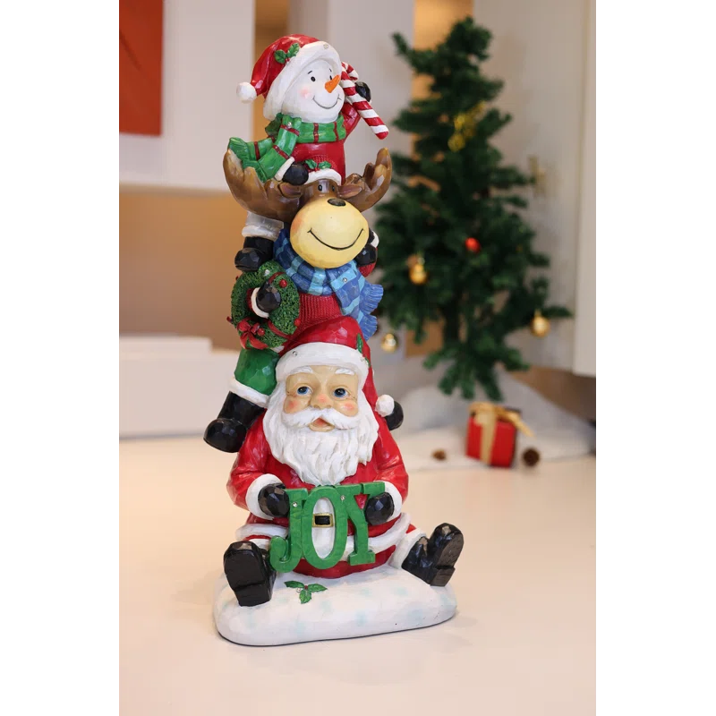 Stacking Snowman Elk Santa Christmas Decoration with LED Lights Battery Operated Indoor Use Only