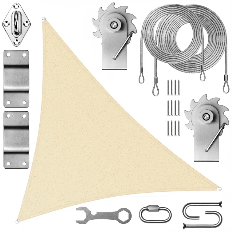 ColourTree Colourtree Triangle Waterproof Sun Shade Sail With Installation Winch Kit