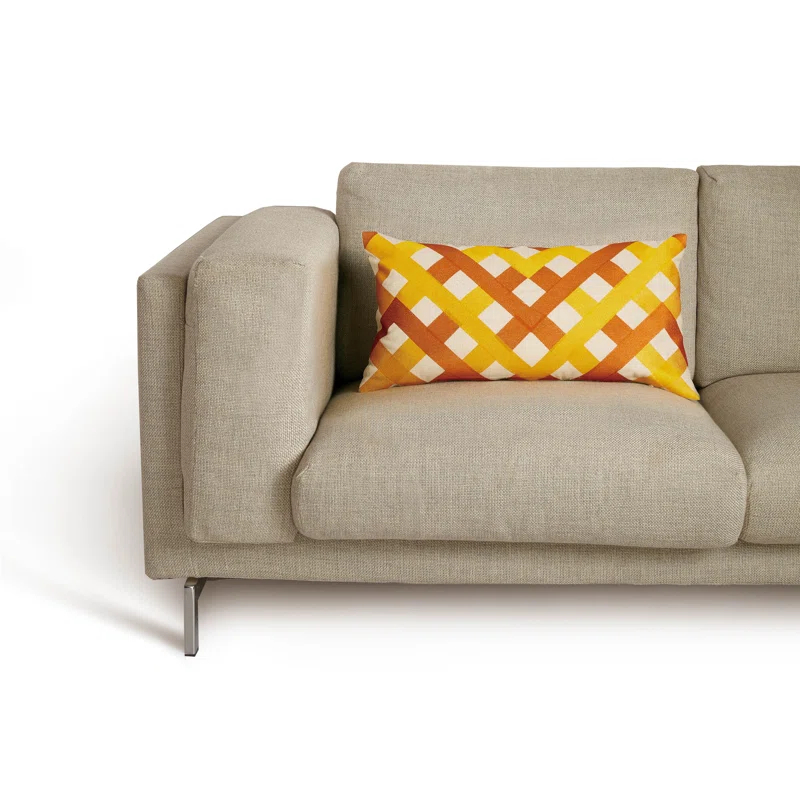 Oceanside Embroidered Feather Linen Throw Pillow