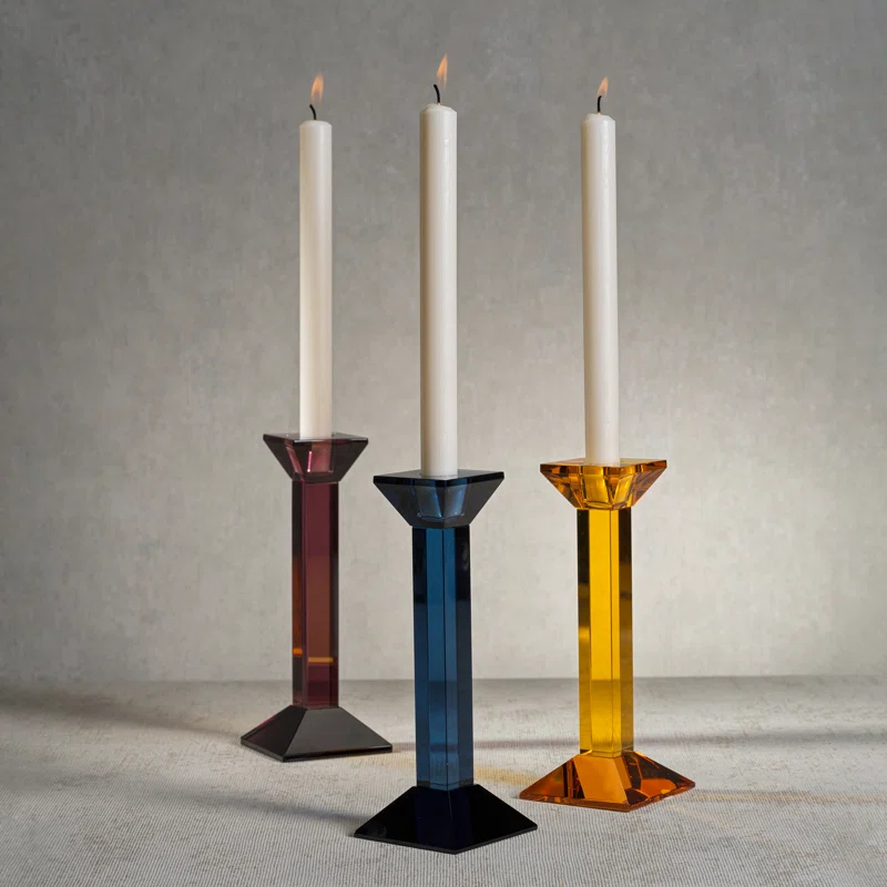 Carmac Colored Crystal Glass Taper Candle Holder