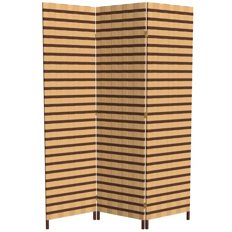 Oriental Furniture 6 ft. Tall Two Tone Natural Fiber Room Divider - 3 Panel