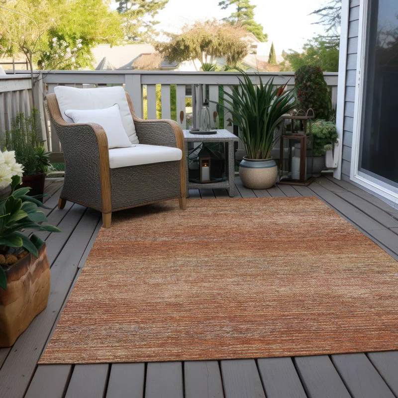 Machine Washable Indoor/Outdoor Christain ACN1266 Copper Rug
