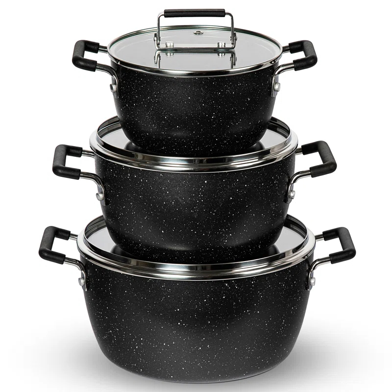 Granitestone Granitestone 6 Piece Stackable Nonstick Nesting Pots with Lids, Dishwasher Safe