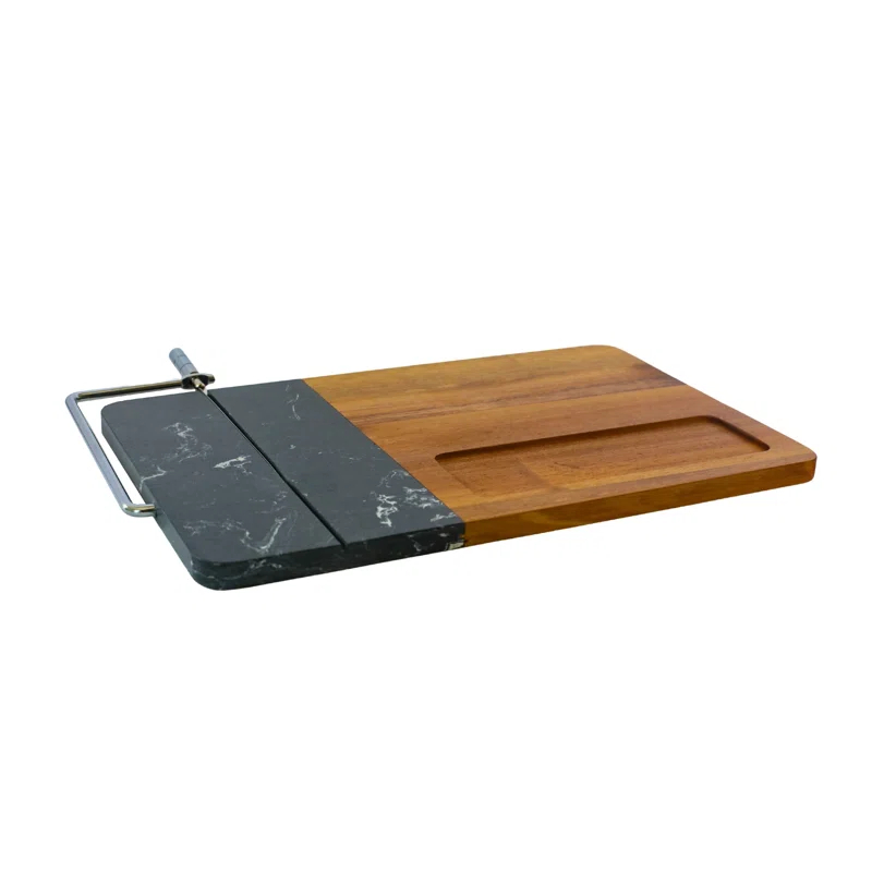 Creative Gifts International Marble and Acacia Wood Board with Slicer