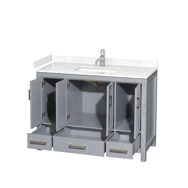 Wyndham Collection Sheffield 48" Freestanding Single Bathroom Vanity with Cultured Marble Top