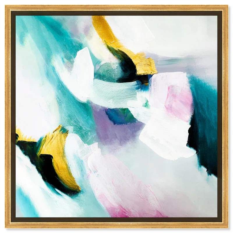 Art Remedy Art Remedy Still Violas Framed Blue Abstract 1 Piece Canvas Wall Art 56586