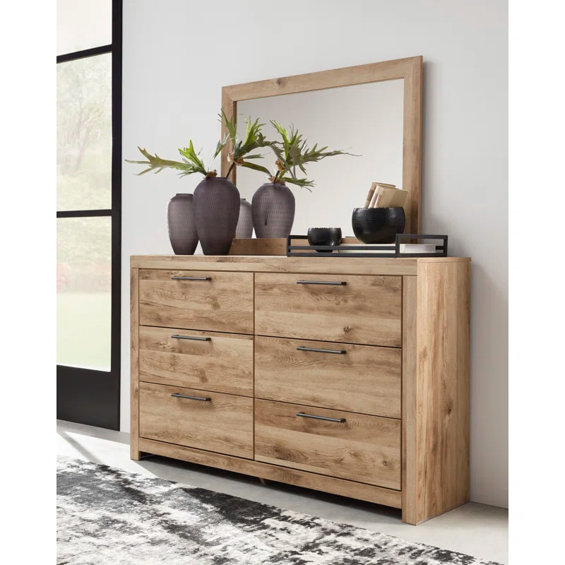 Gracie Oaks Hyanna Queen Panel Bed, Dresser, Mirror, and Nightstand