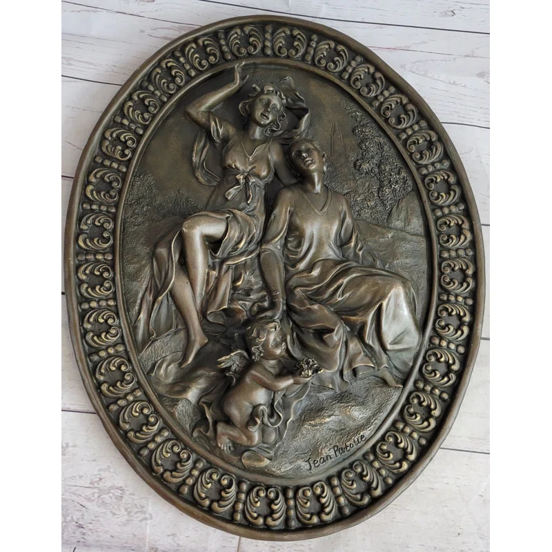 Bloomsbury Market Hanging Wall Relief Bronze Sculpture Art French Italian Antique Vintage Style 17 Inches X 13 Inches