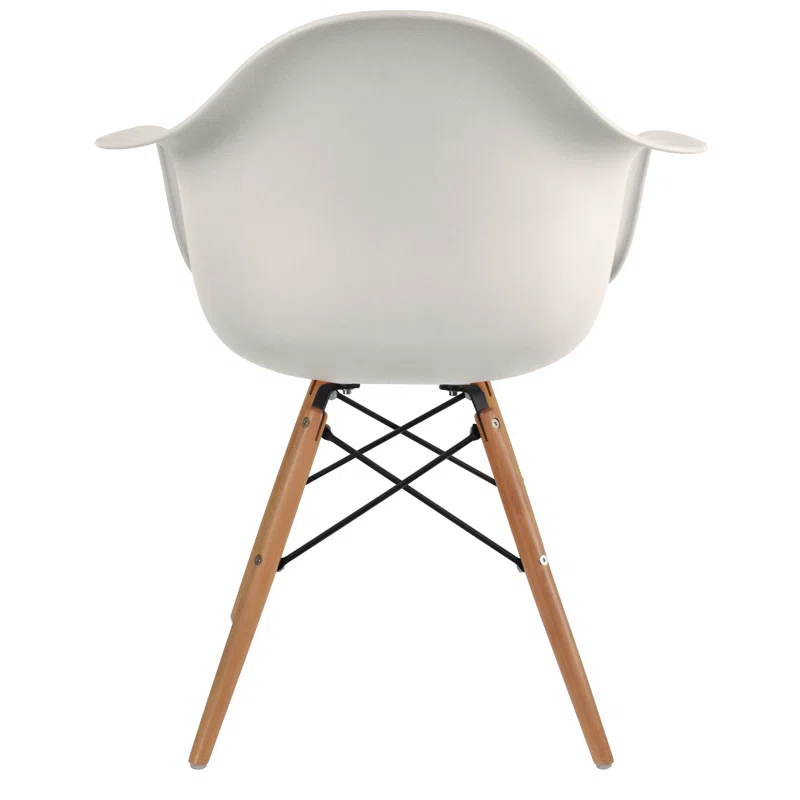 2xHome Plastic Dining Armchairs with Natural Wooden Wood Legs Indoor Outdoor (Set of 2)