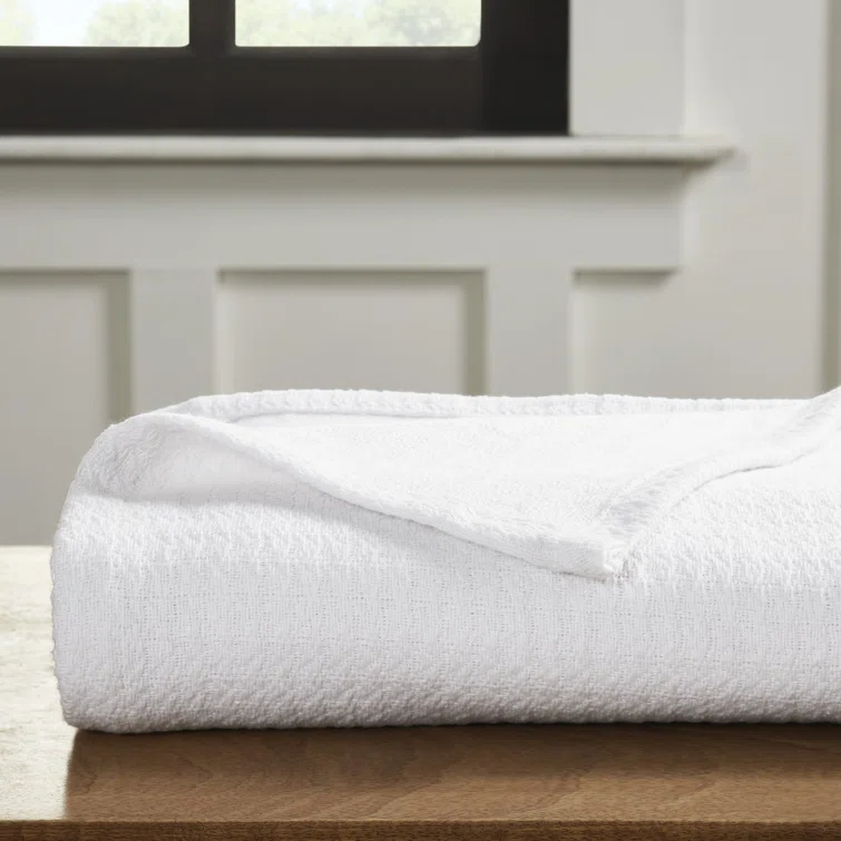 Superior Waffle Weave Honeycomb Knit Soft Textured All-Season Cotton Blanket
