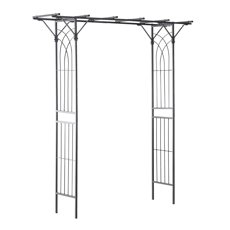Outsunny 74.75'' W x 19.75'' D Metal Arbor in Gray