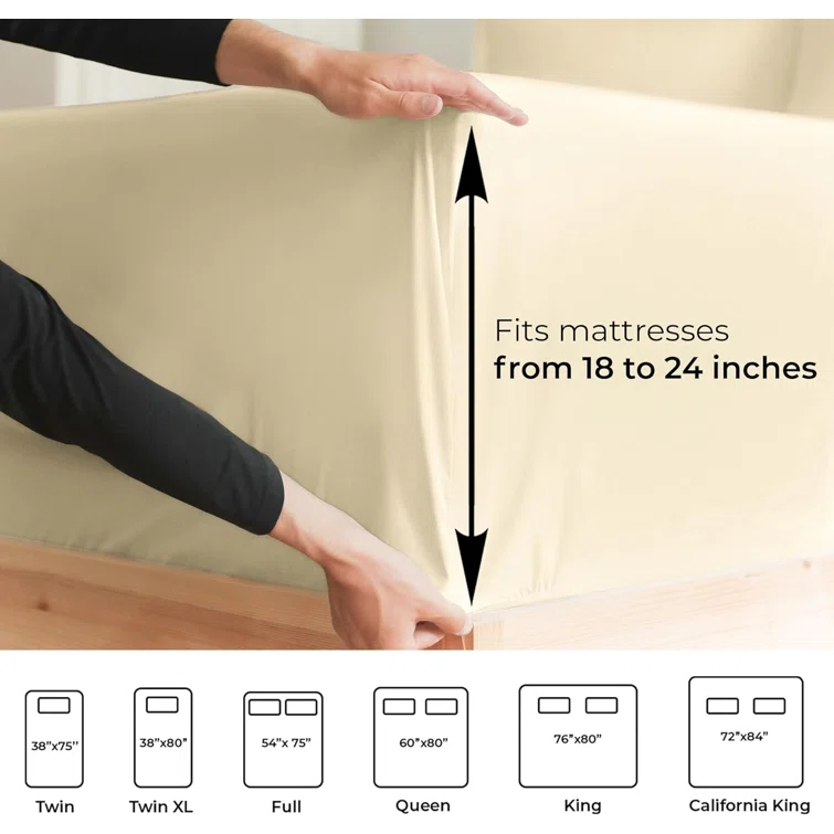 CGK Linens 6 Piece Extra Deep Pocket Ultra Soft & Cooling Sheet Set