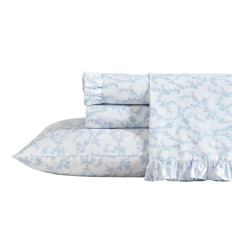 Laura Ashley Evie Laura Ashley Printed Cotton Percale 2 Piece Pillowcase Set