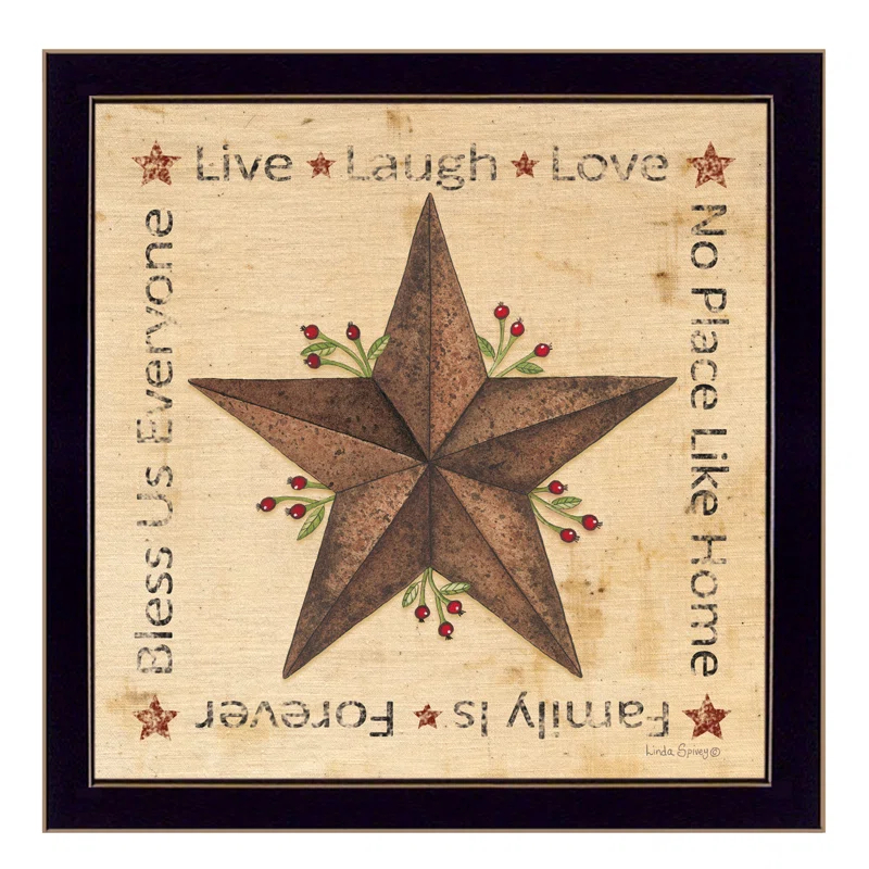 Trendy Decor 4U 'Live Laugh Love - Barn Star' Framed Textual Art