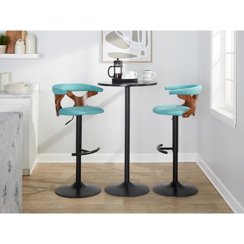 LumiSource Gardenia Swivel Upholstered Adjustable Height Counter Stool with Metal Frame (Set of 2)