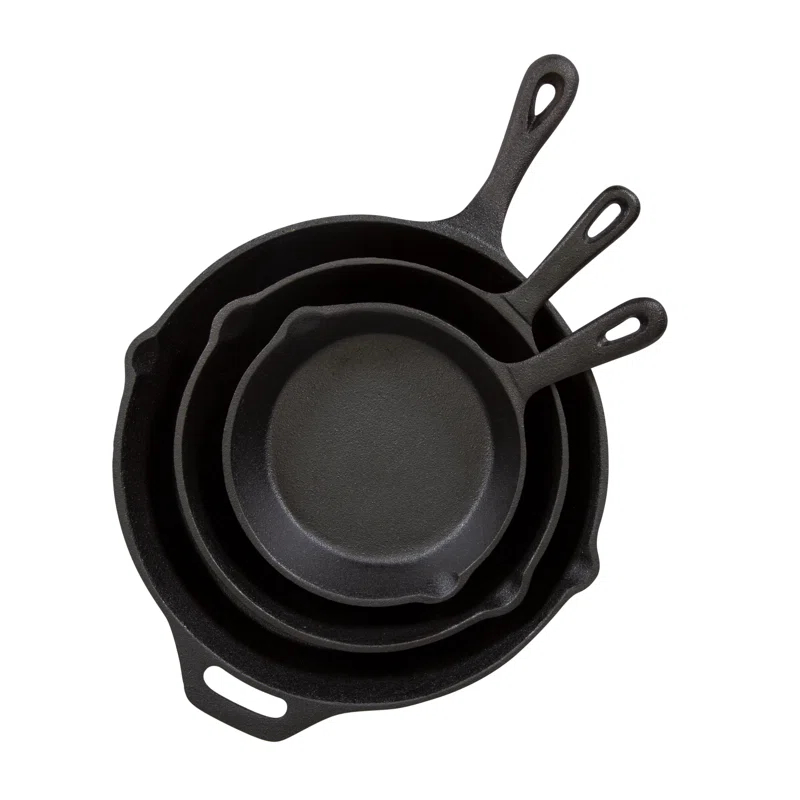 Oster 3 Piece Cast Iron Pre-Seasoned Frying Pans