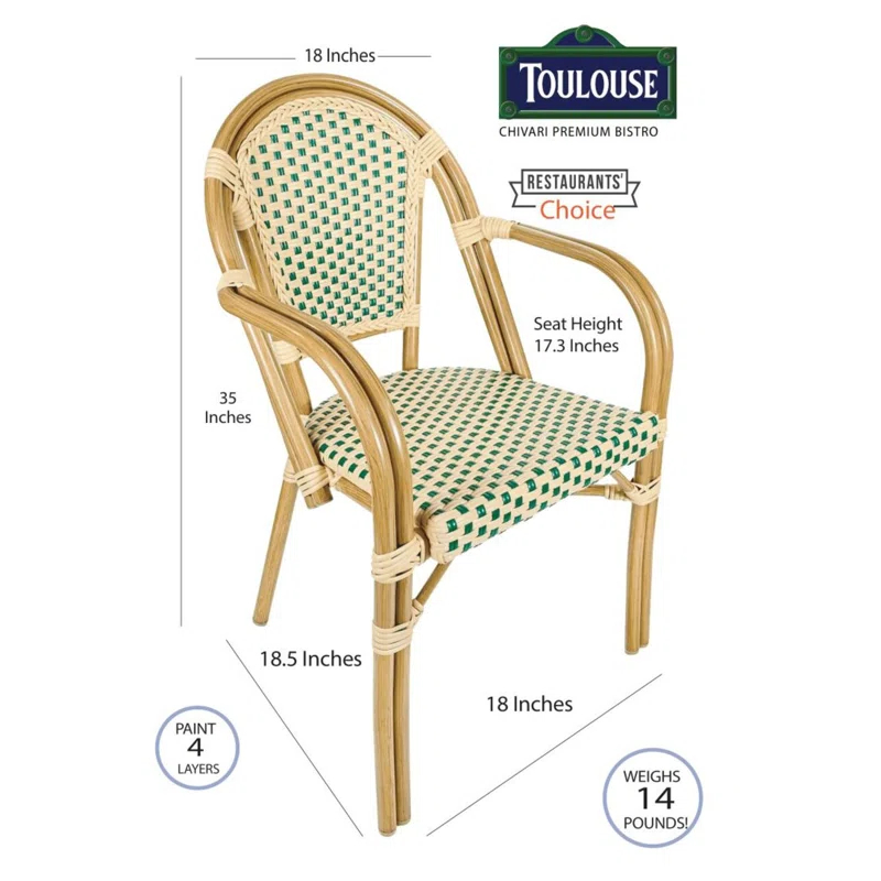 Chivari French With Arms Patio Dining Chair by Chivari (Set of 2)