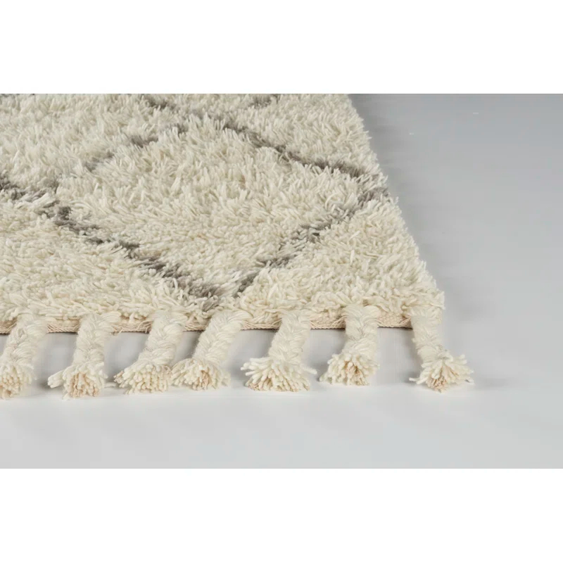 Foundry Select Calsbeck Geometric Handmade Wool Ivory/Grey Area Rug | Wayfair