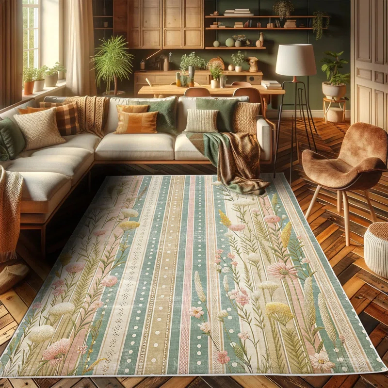 Ambesonne Ambesonne Floral High Density Long Fiber Poly Threads Decorative Area Rug Carpet